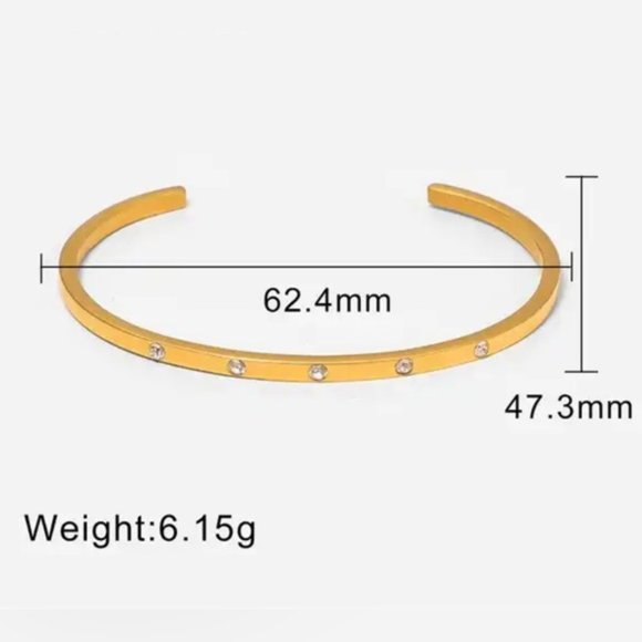 18K Gold Plated Opening Cubic Zirconia Bangle - Picture 4 of 13